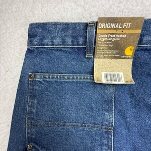 Carhartt Double Front Washed Logger Dungaree Jeans B73 DST Darkstone 40x34 NWT